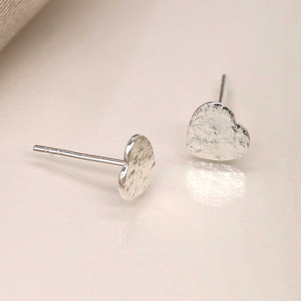 Sterling Silver Rust Textured Heart Studs