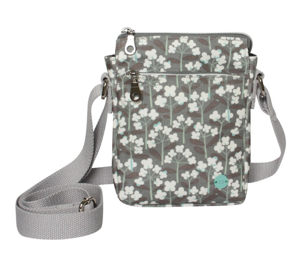 Oil Cloth Phone Pouch Spring Flower Grey