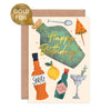 Birthday Cocktails Foiled Greeting Card