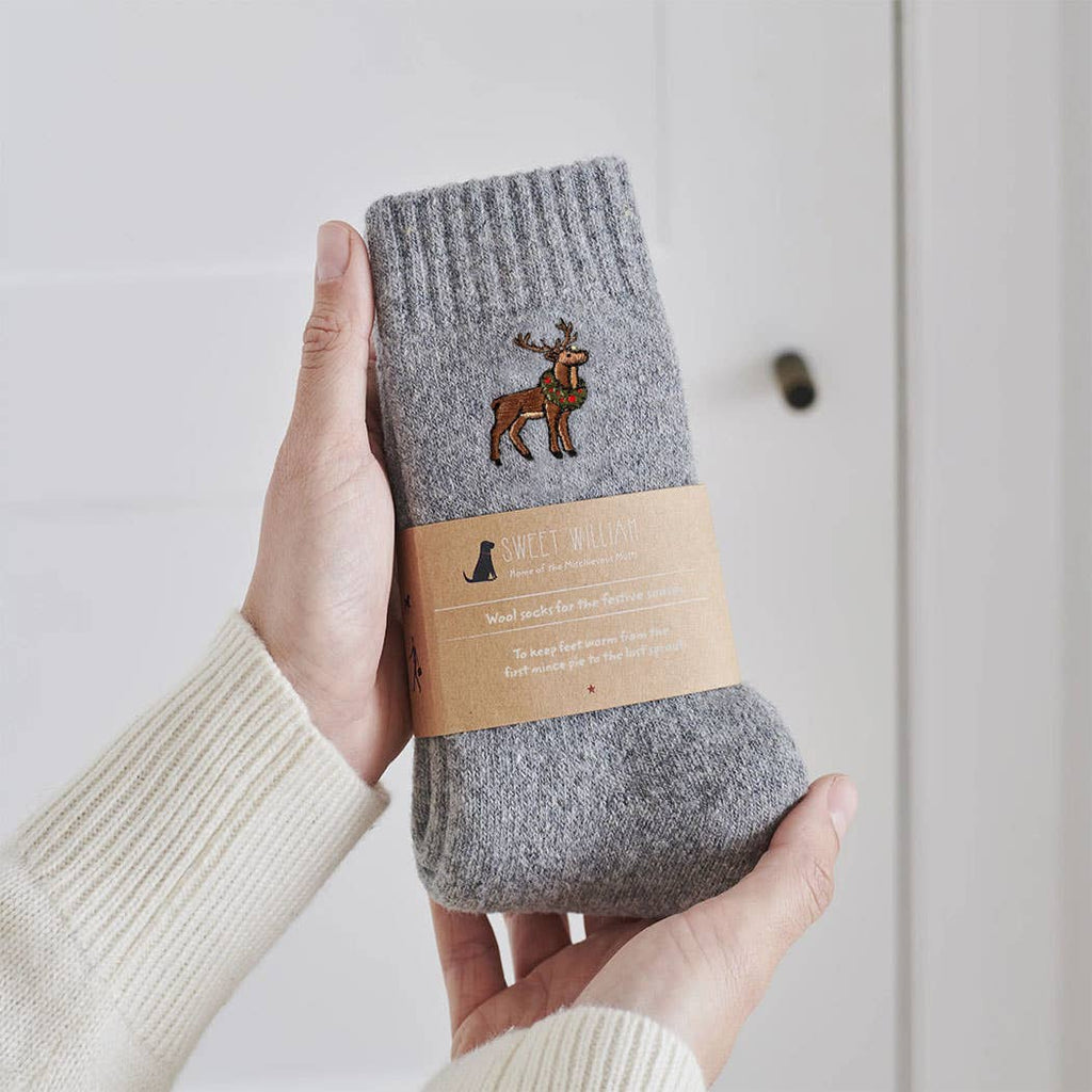 Reindeer Christmas Wool Socks