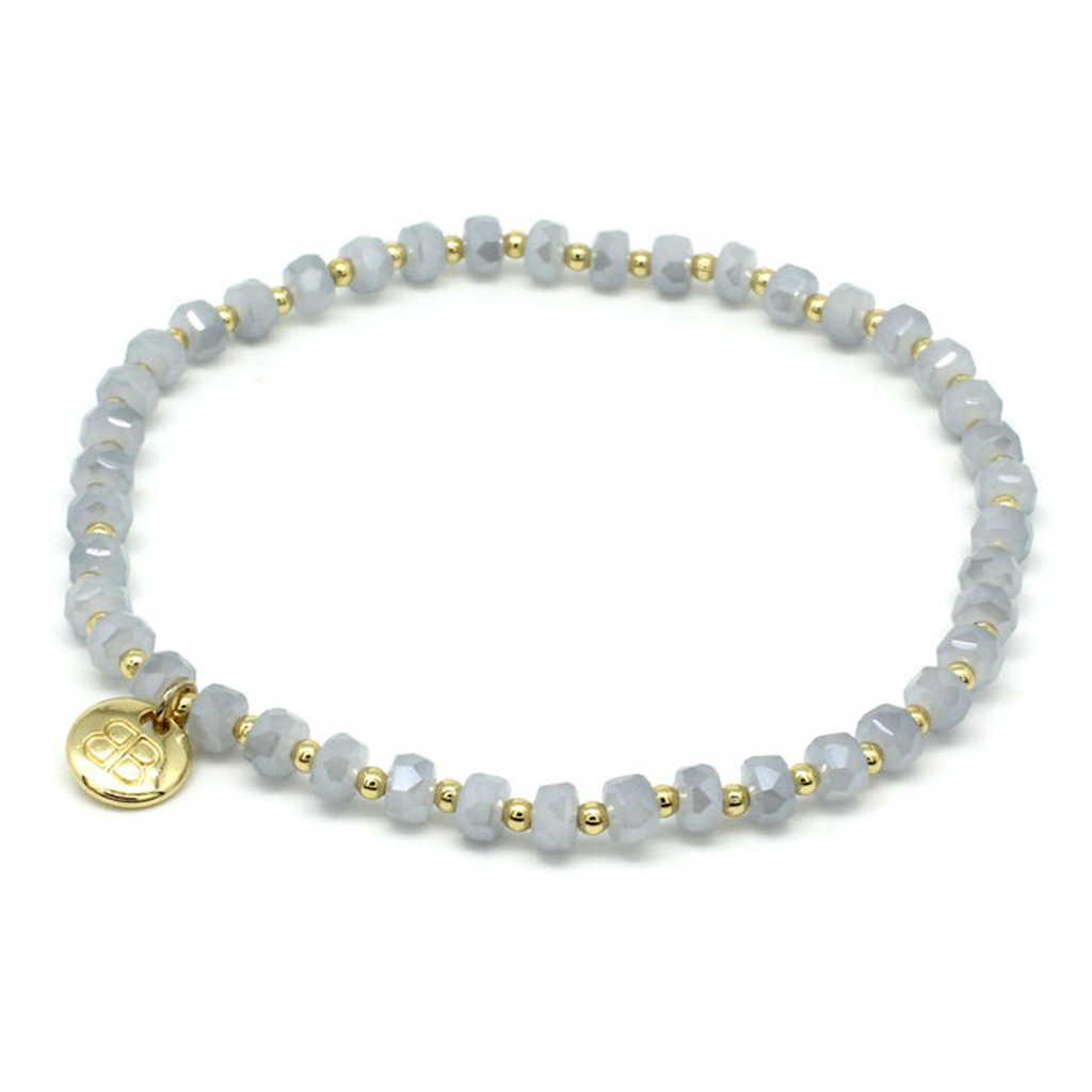 Prunus Grey & Gold Stretch Crystal Bracelet
