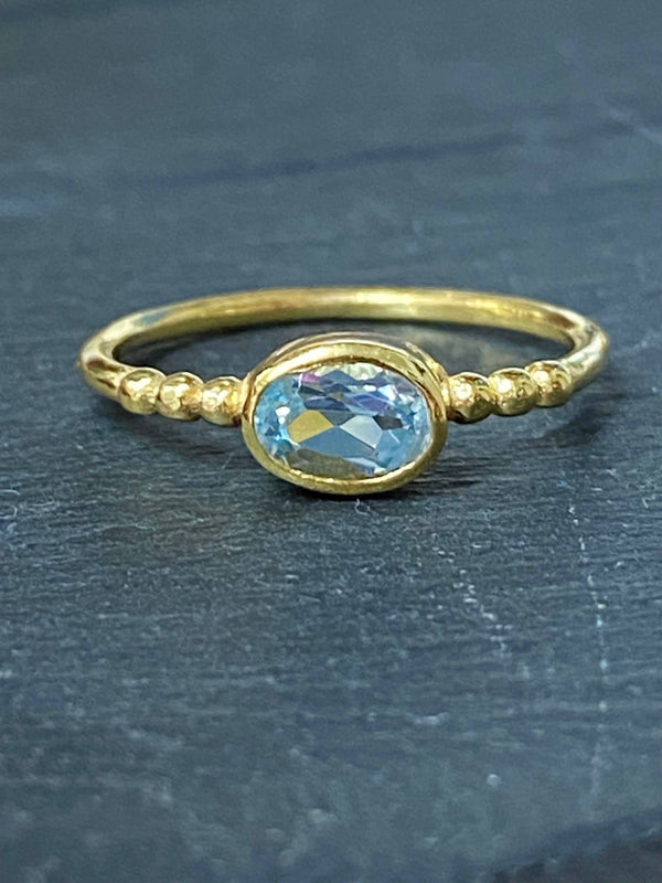 Brass Faceted Stone Ring