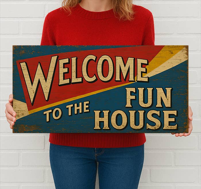 Welcome to the Fun House Retro Carnival Metal Sign Circus