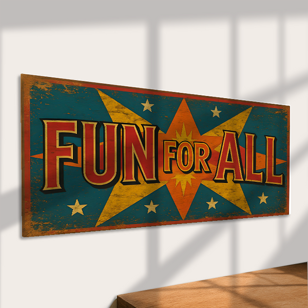 Fun For All Vintage Metal Sign Retro Fairground Style Decor