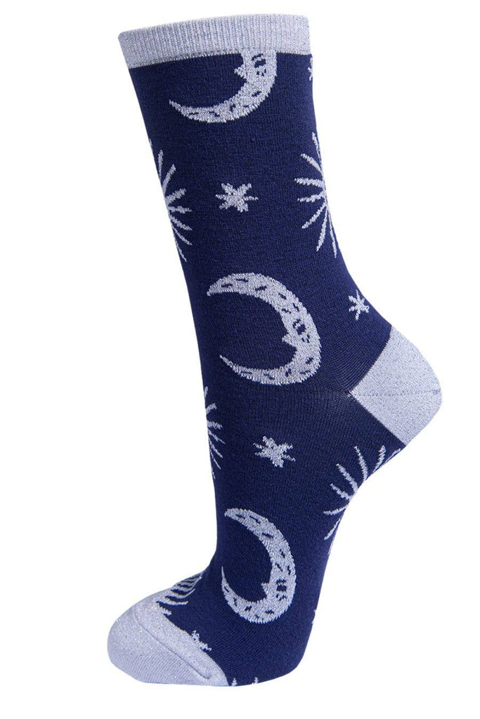 Women's Bamboo Socks - Blue/Silver, Celestial