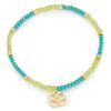 Cerise Peridot & Turquoise Gold Charm Bracelet