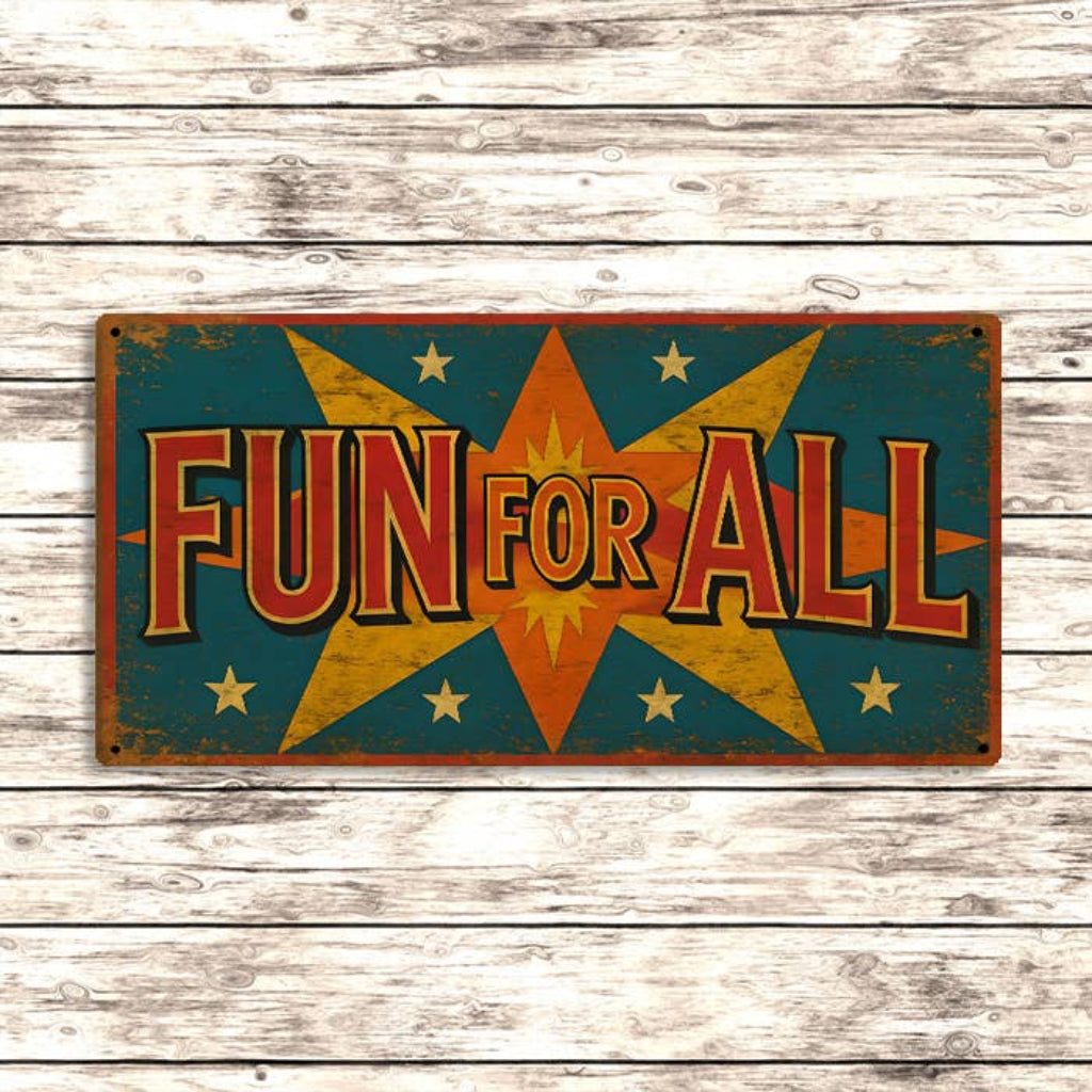 Fun For All Vintage Metal Sign Retro Fairground Style Decor
