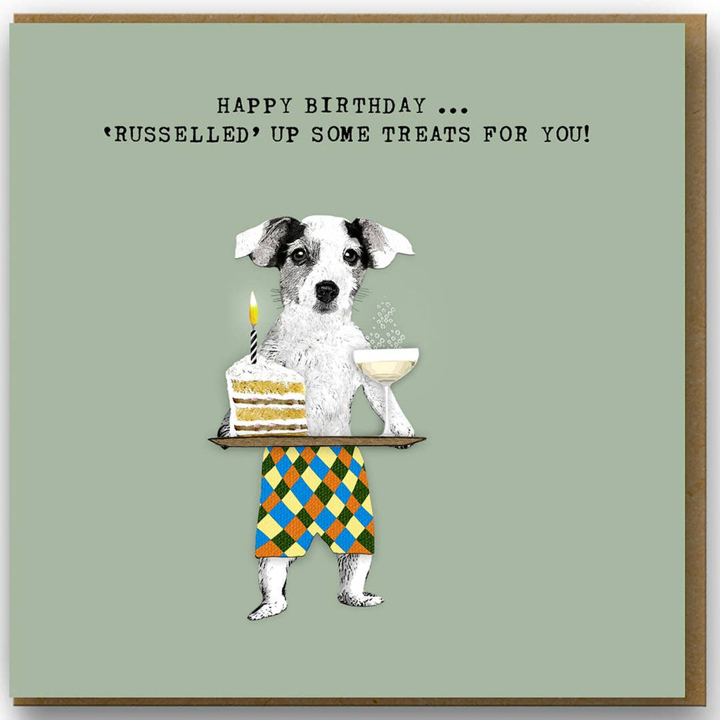PA022 ... Birthday Card ...Jack Russell dog with treats
