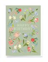 Ditsy floral and embroidery birthday card