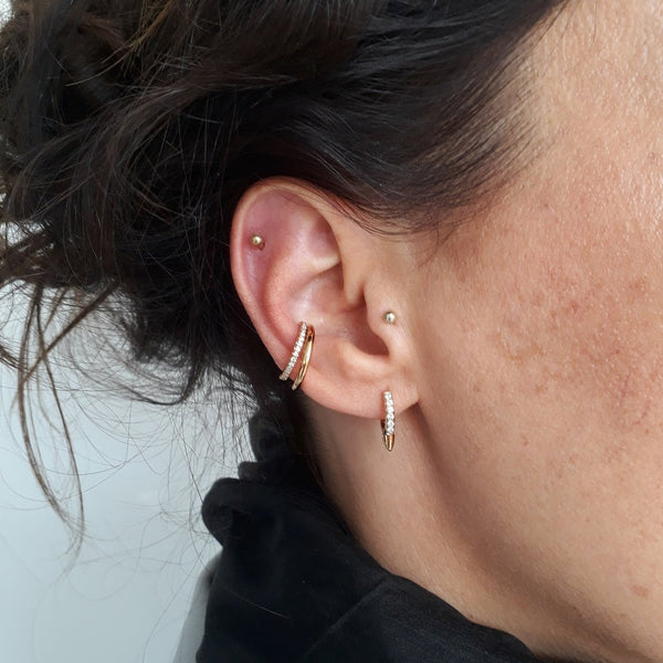Slim Sparkling Single Ear Cuff Gold