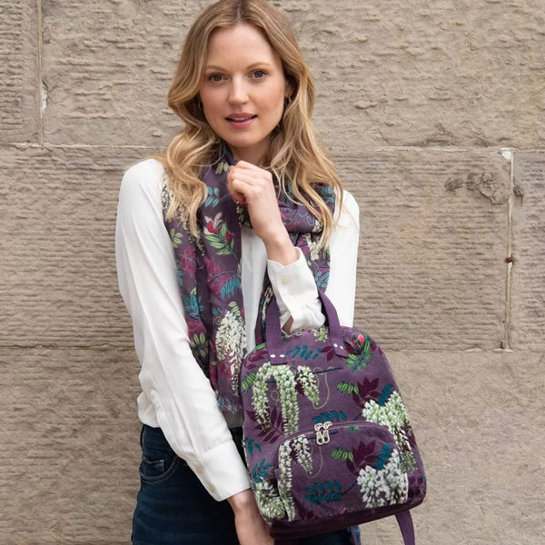 Printed Velvet Alice Backpack Grey