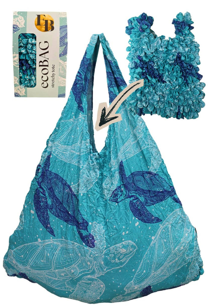Tote Bag Eco Sustainable Sea  Blue Ocean Turtle Shopper