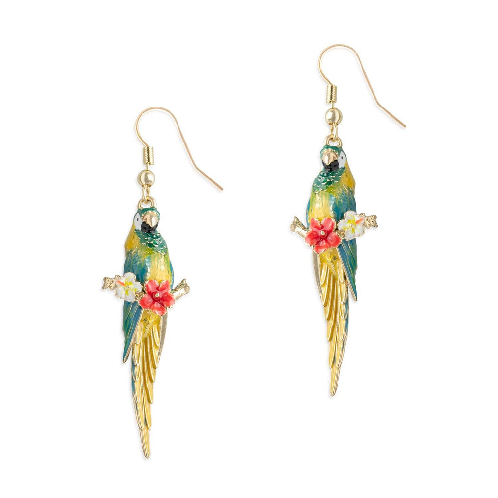 Parrot Drop Earrings - Blue