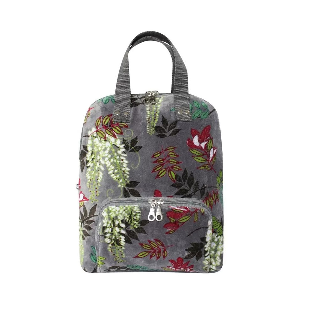 Printed Velvet Alice Backpack Grey