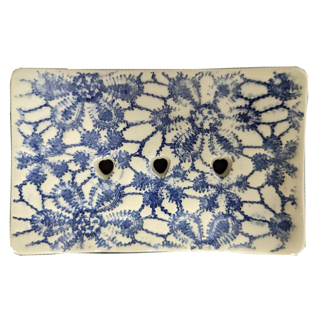 Rectangular Soap Dish - Blue Patterned