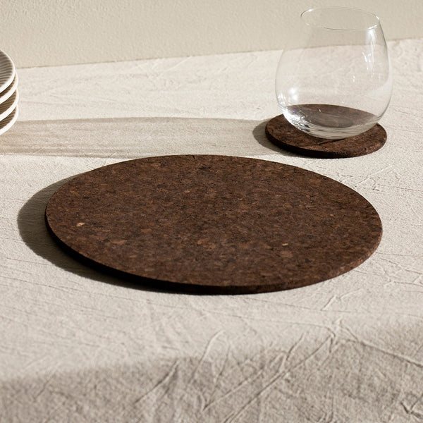 Smoked Cork Round Placemat Set