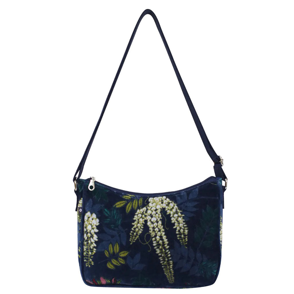Emily-Tasche aus botanischem Samt, Marineblau