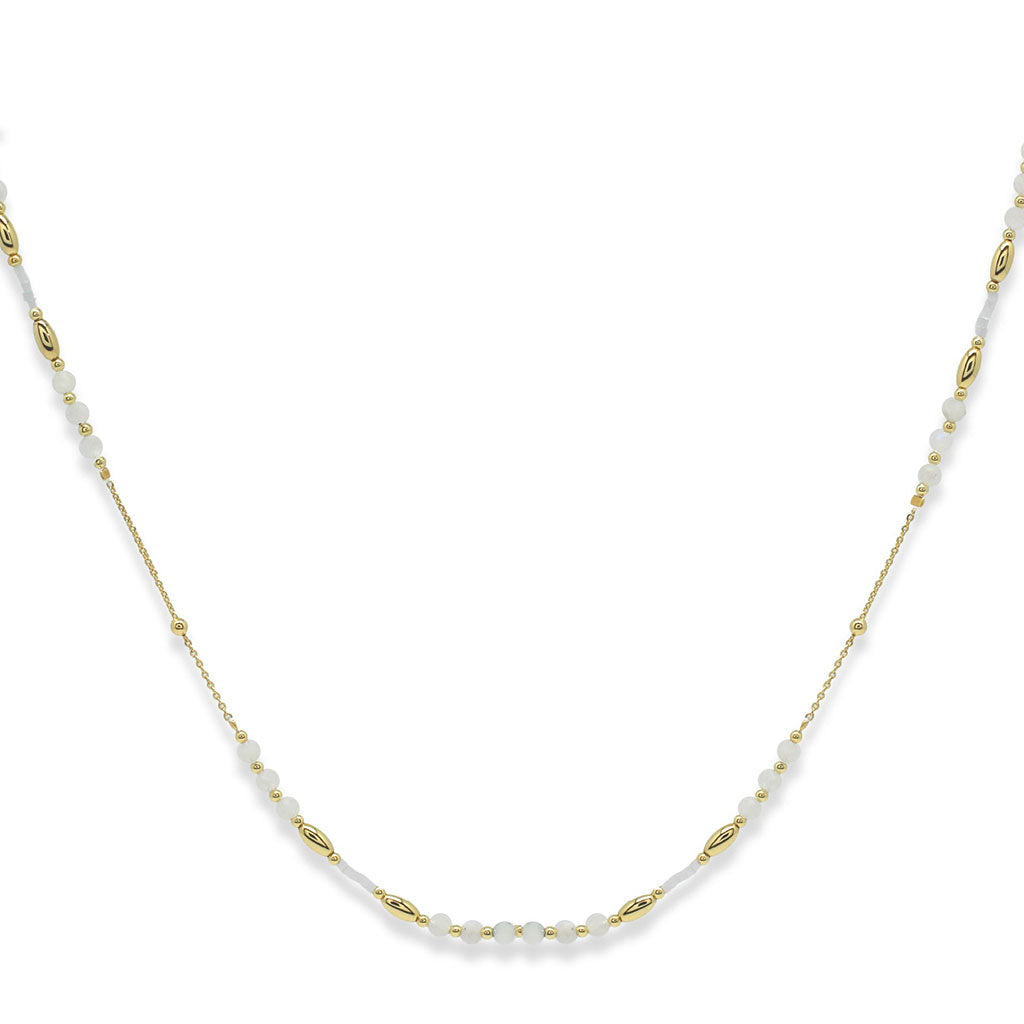 Horus Rainbow Moonstone Gemstone Gold Necklace