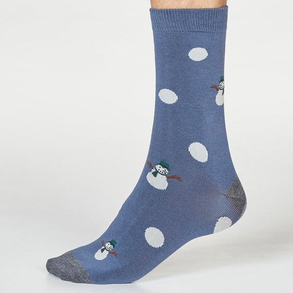 Markus Snowman Socks Blue Slate