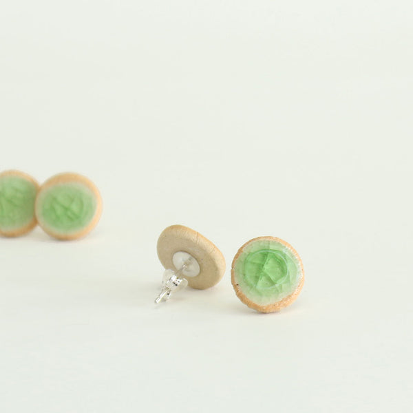 Recycled Beer Bottle Emeral Stud Earrings