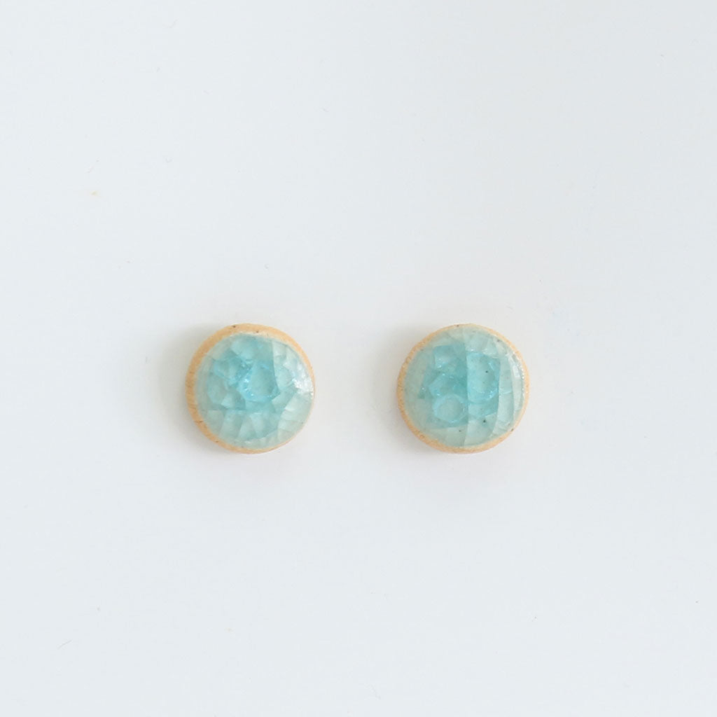 Recycled Gin Bottle Aqua Stud Earrings