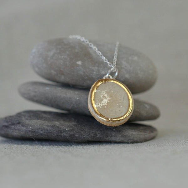 Small Round Crystal Pool Sterling Silver Pendant