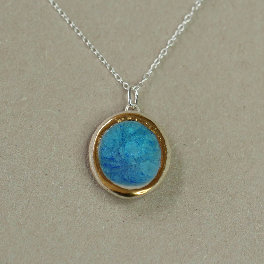 Turquoise Blue Lagoon Oval Sterling Silver Pendant