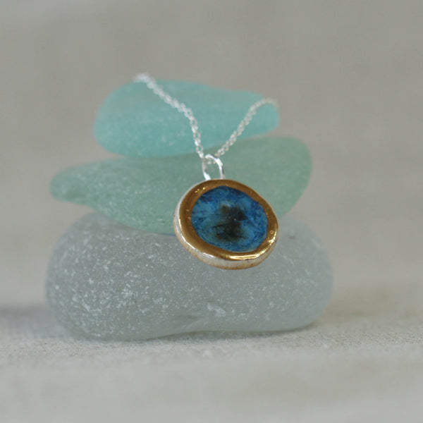 Blue Reef Oval Sterling Silver Pendant