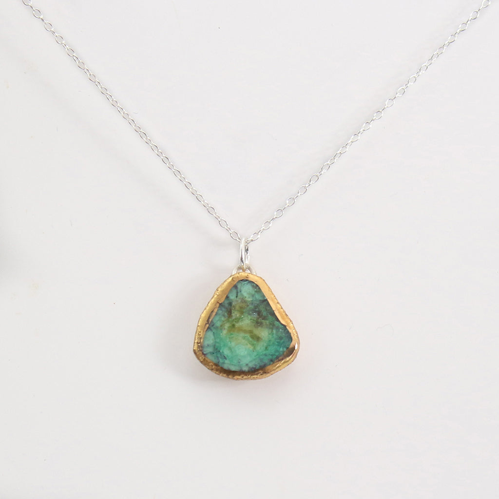 Emerald Reef Teardrop Sterling Silver Pendant By Habulous