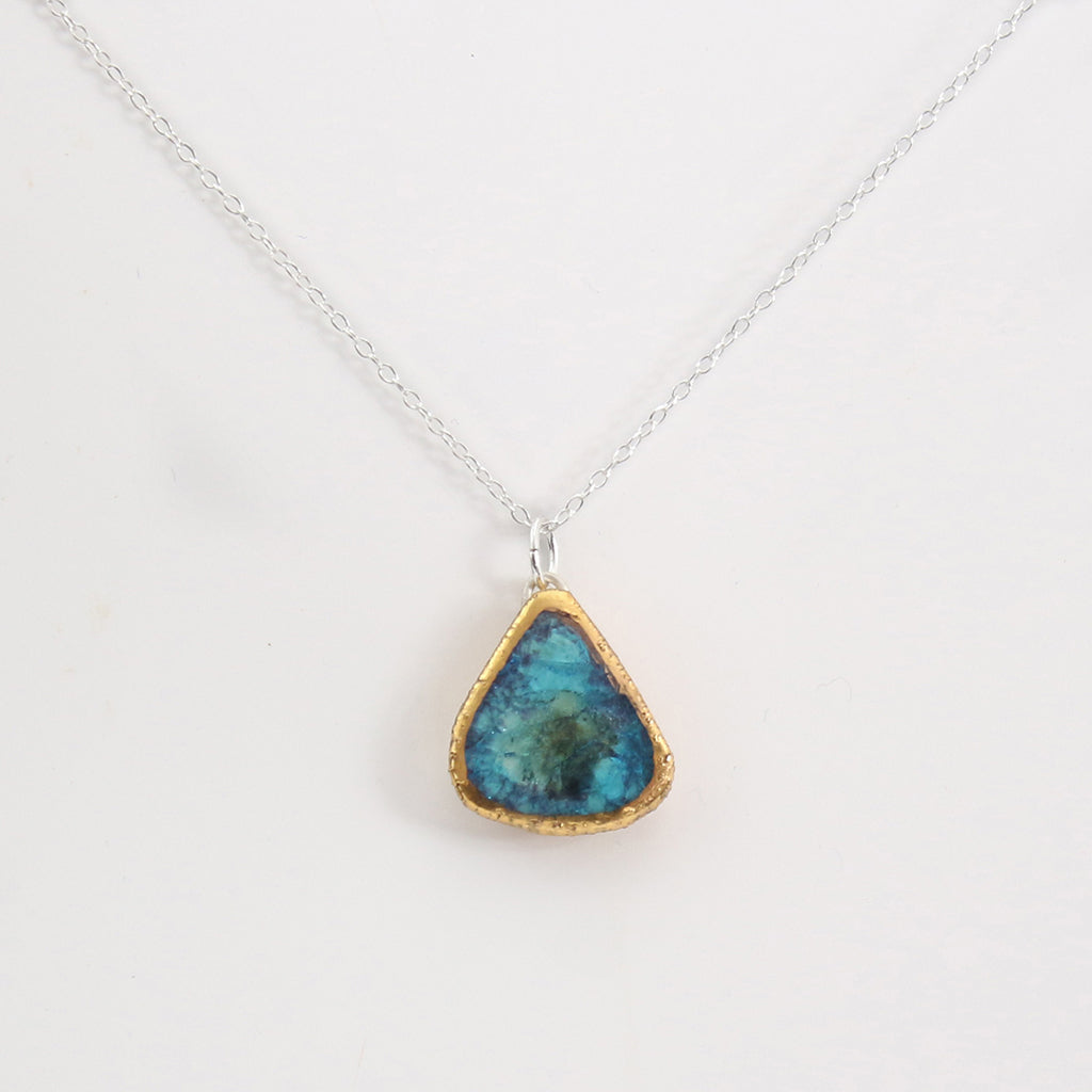 Turquoise Reef Teardrop Sterling Silver Pendant By Habulous