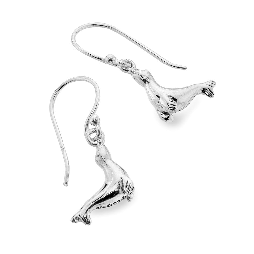 Sterling Silver Seal Hook Earrings