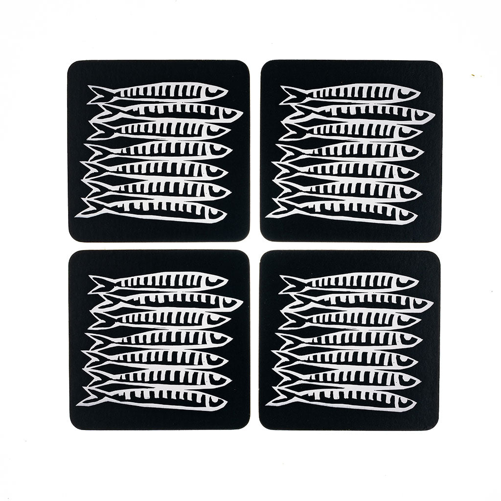 Sardine White Cork Backed Coasters