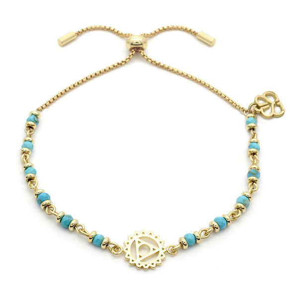Throat Chakra Gemstone Gold Bracelet