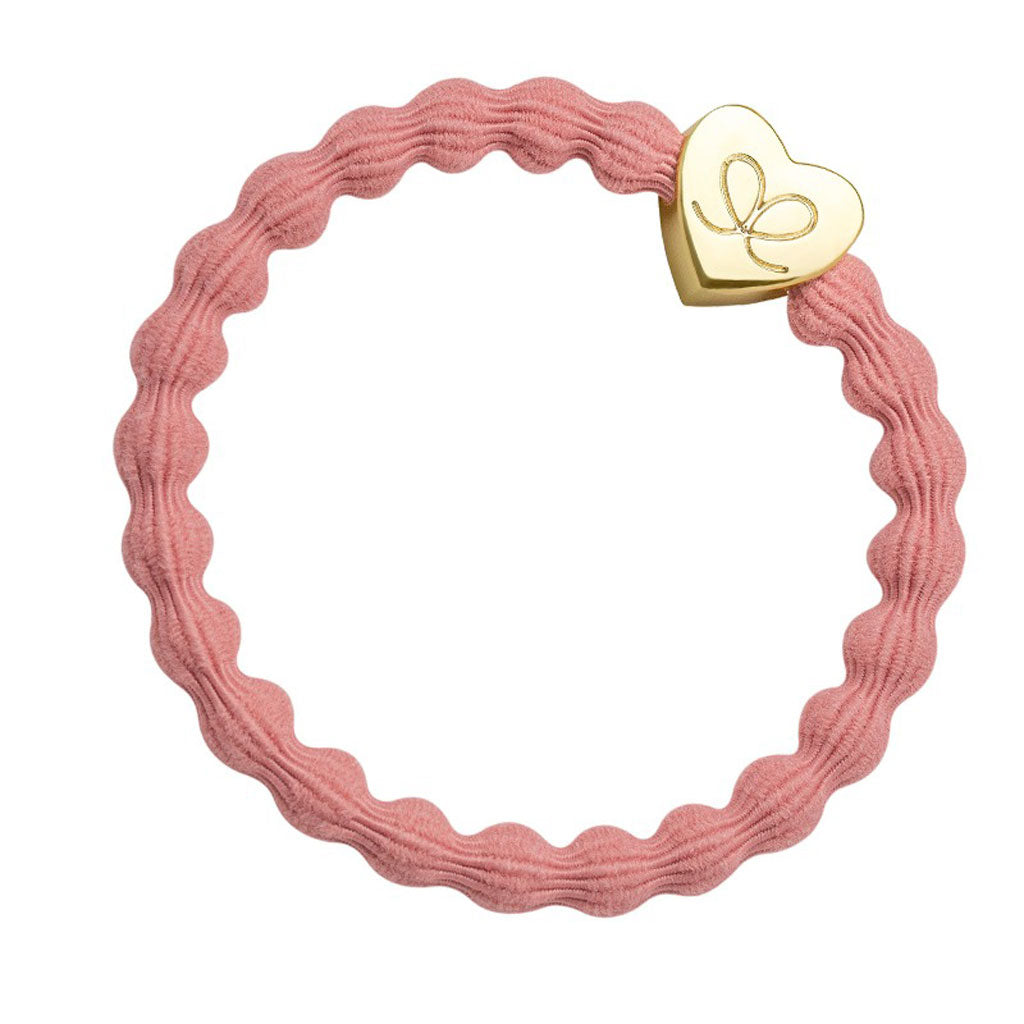 Goldenes Herz auf elastischem Armband in Champagnerrosa
