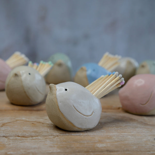 Bird Match Striker Pot in Off-White Stone Series By Habulous Ceramics