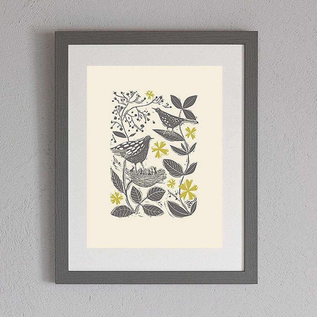 Blackbirds In The Hedgerow Print - Insideout