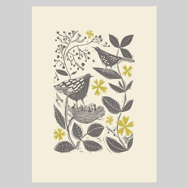 Blackbirds In The Hedgerow Print - Insideout