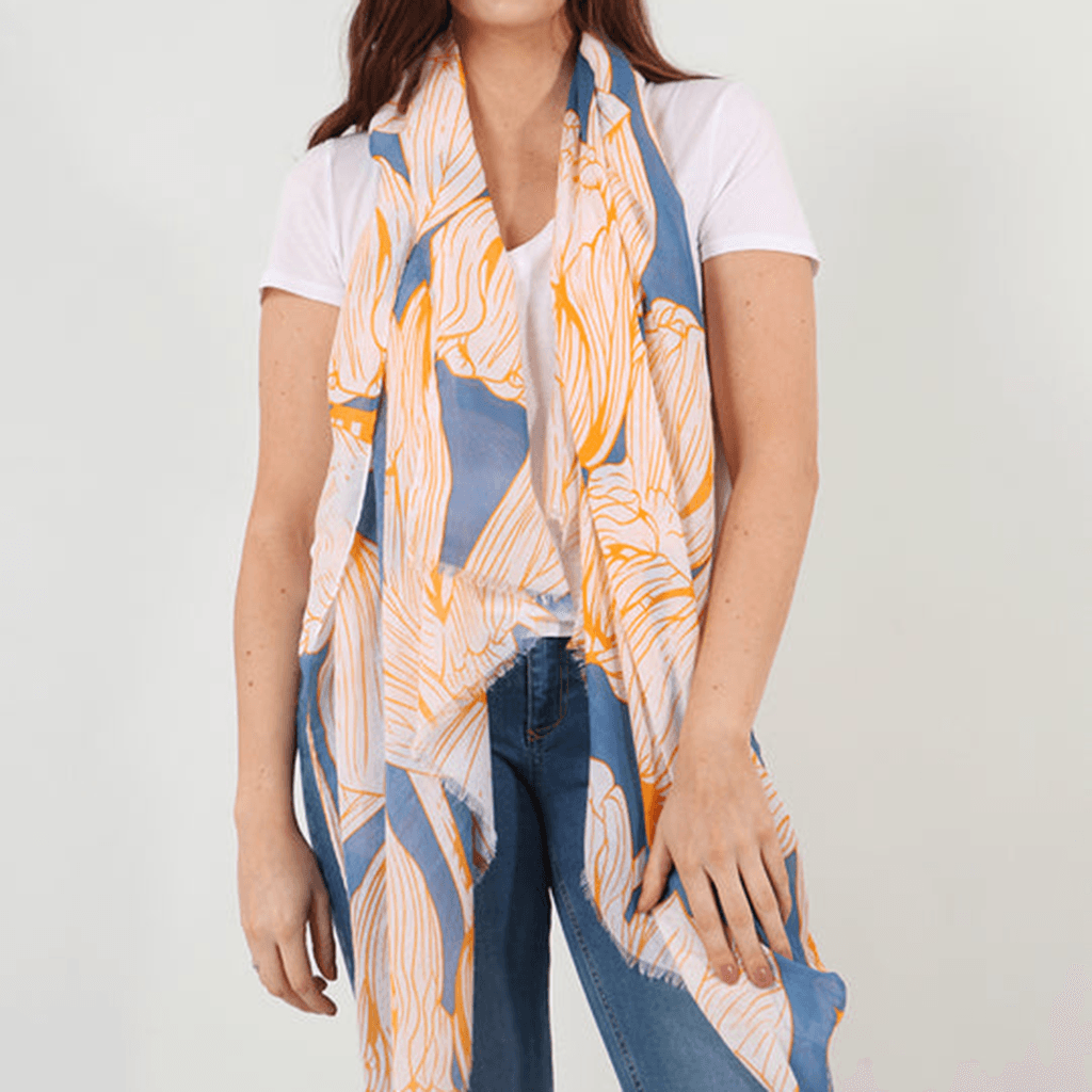 Blue Large Tulip Print Scarf - Insideout