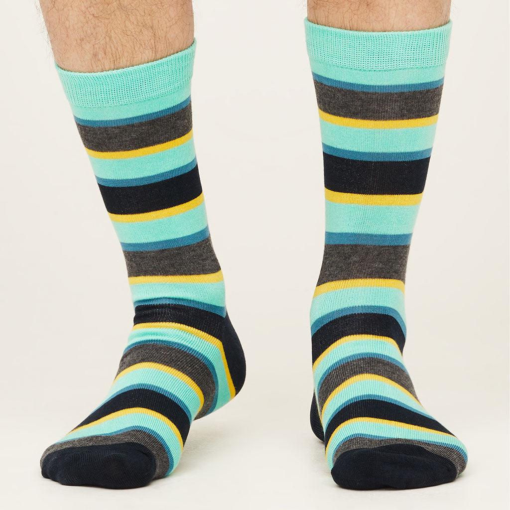 Bright Rugby Stripe Socks Pastel Green - Insideout