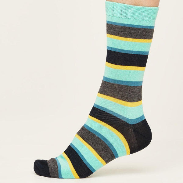 Bright Rugby Stripe Socks Pastel Green - Insideout