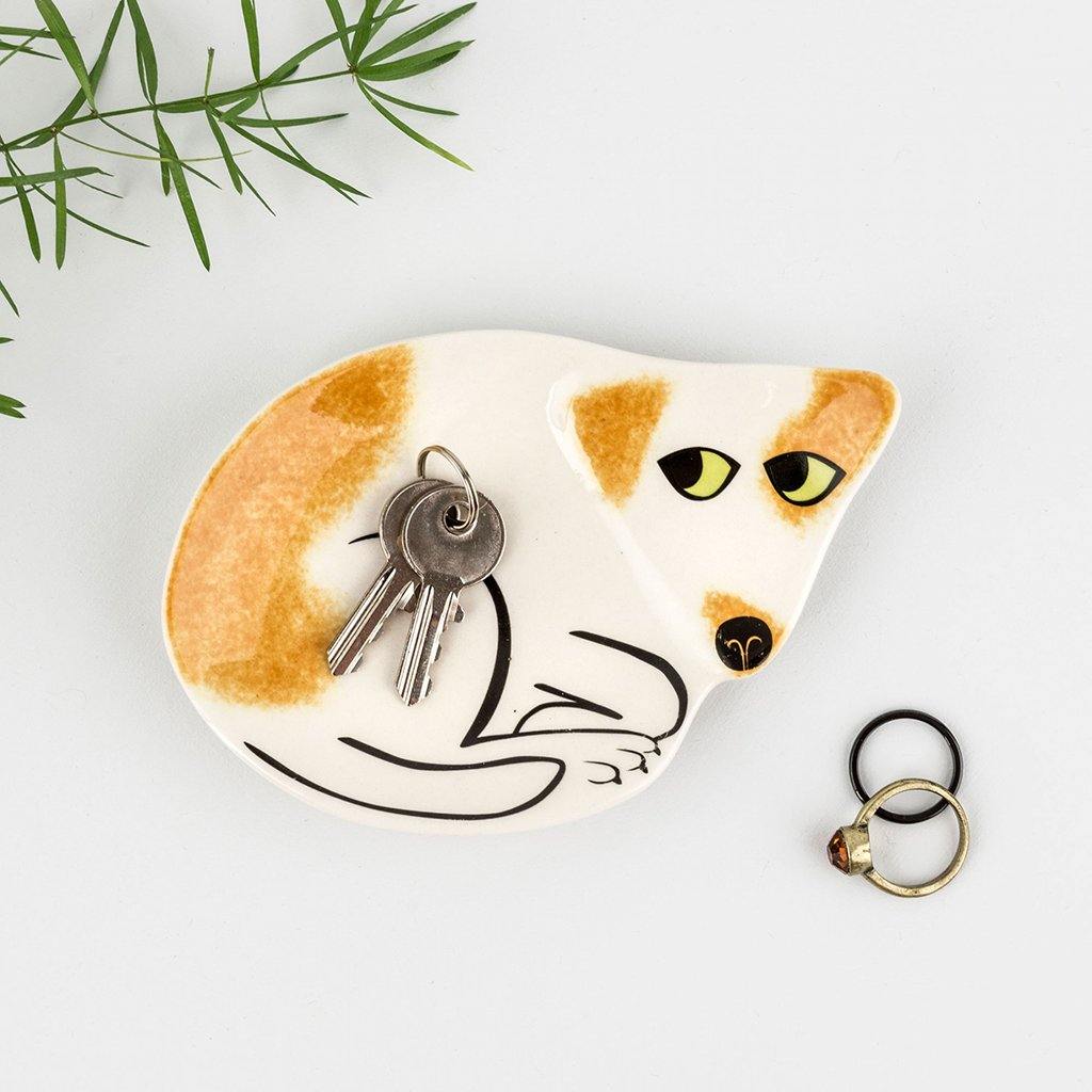Brown And White Dog Trinket Dish - Insideout