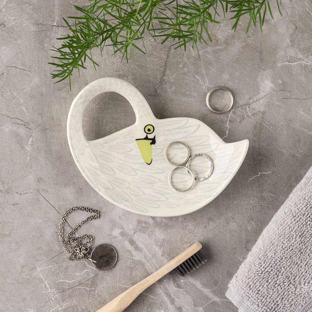 Ceramic Swan Trinket Dish - Insideout