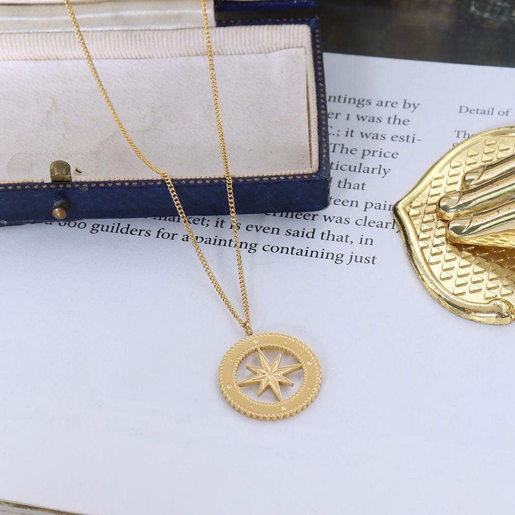 Compass Pendant Necklace In Gold - Insideout