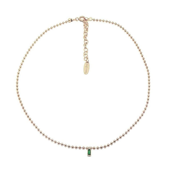 Cubic Zirconia Pendant Necklace In Gold & Green - Insideout