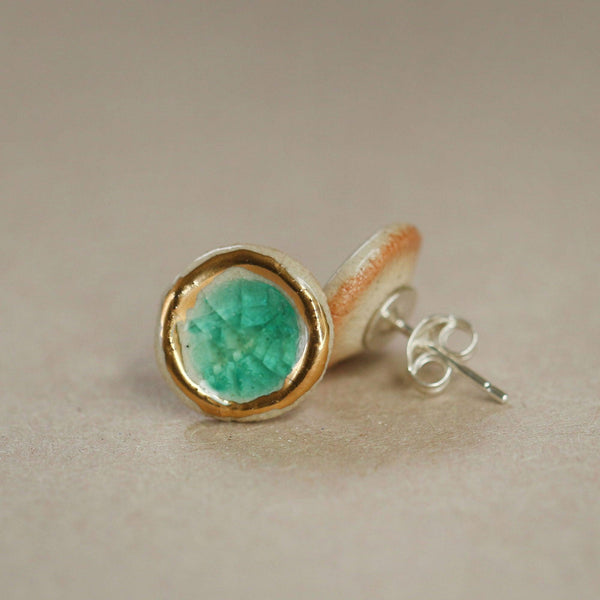 Emerald and Gold Sterling Silver Studs - Insideout