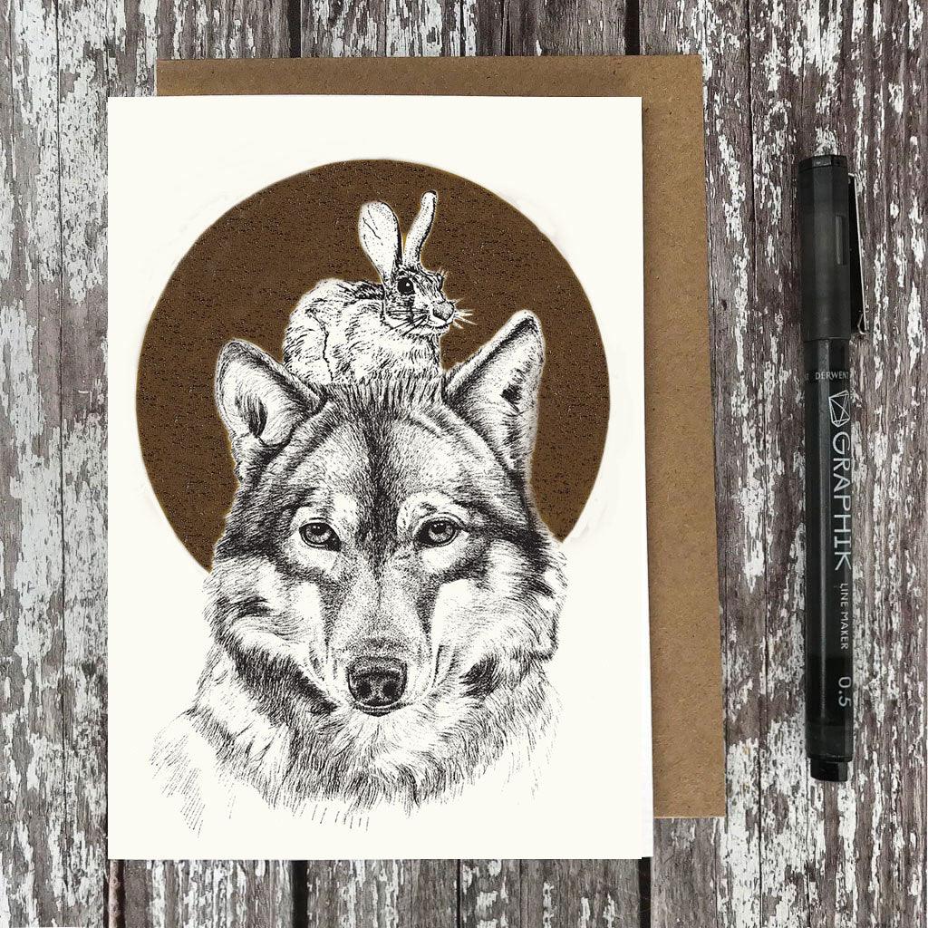 FF06 Wolf & Wild Rabbit Foiled Card - Insideout