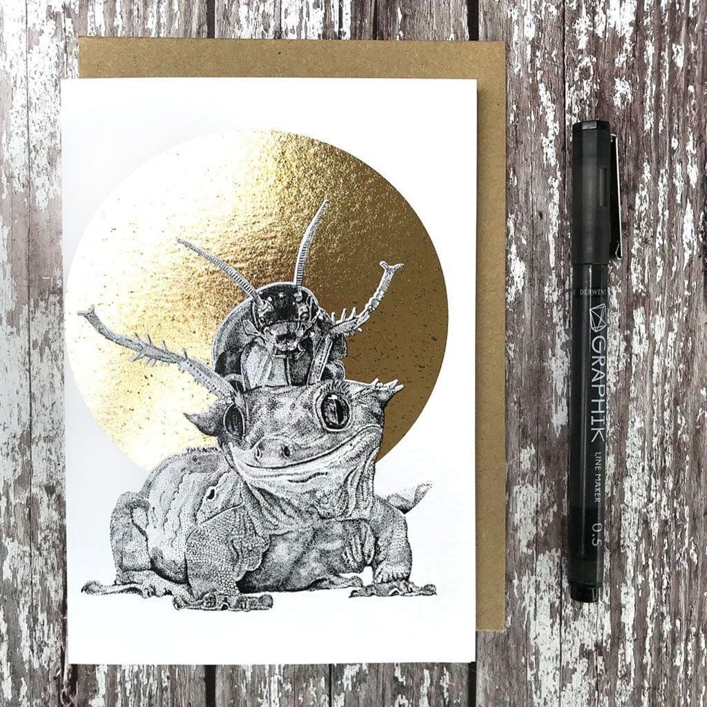 FF18 Crested Gecko & Cockroach Foiled Card - Insideout