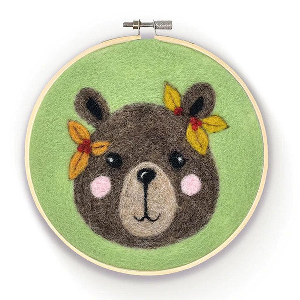 Floral Bear in a Hoop Needle Felting Kit - Insideout