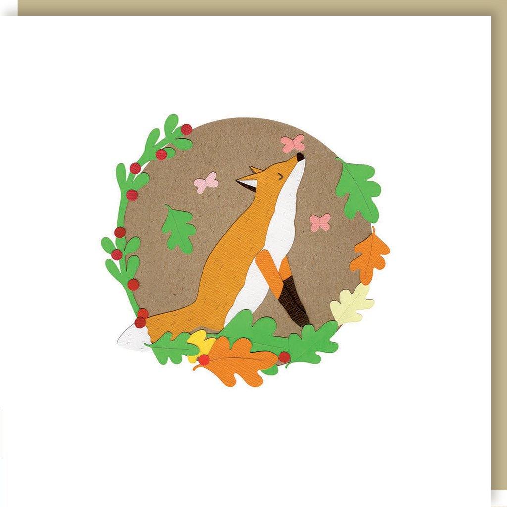 Fox With Oak Leaves Card - Insideout