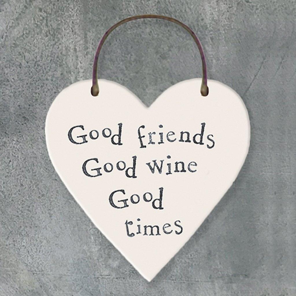 Good Friends Good Wine Heart Tag - Insideout